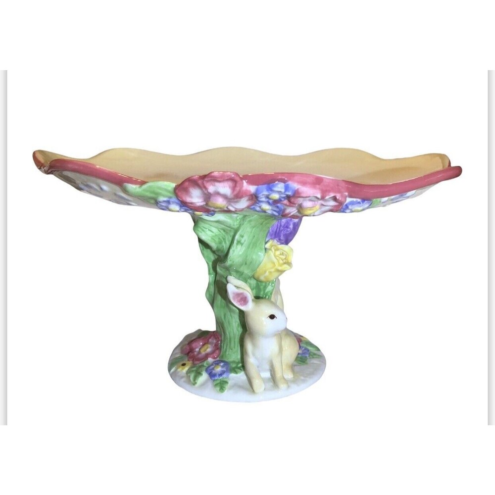 Magenta Serving Tray‎ Seasonal Collection Rabbits Platter Easter Floral Party